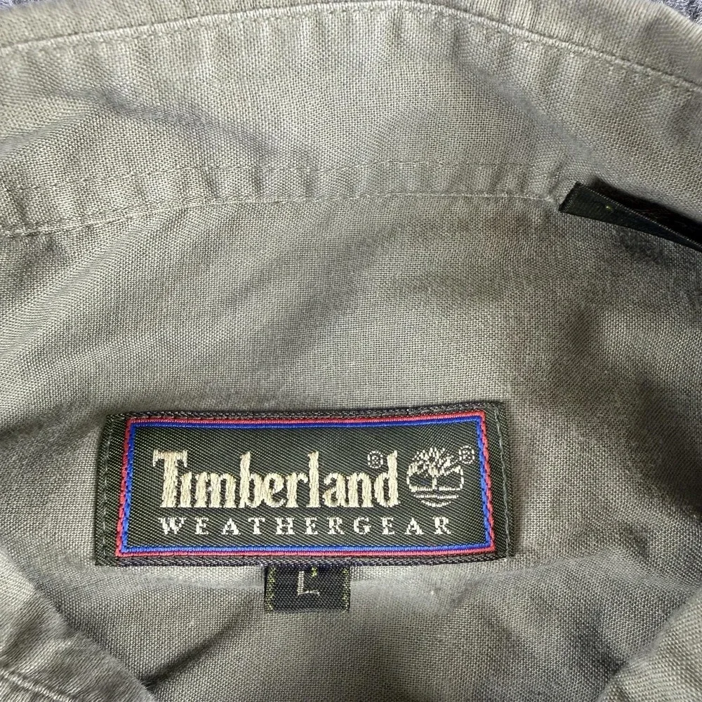 VTG Timberland Shirt Mens Large Green Long Sleeve Button Down Weathergear Cotton